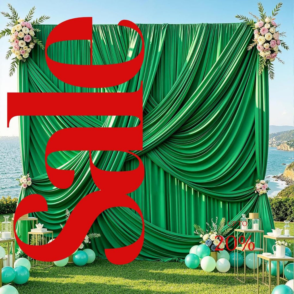 10Ft x 12Ft - KELLY - Wrinkle Free Backdrop Curtains for Parties  2 Panels 5x12ft Interlock Backdrop for Weddings Birthday Party Curtains
