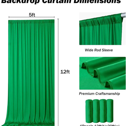 10Ft x 12Ft - KELLY - Wrinkle Free Backdrop Curtains for Parties  2 Panels 5x12ft Interlock Backdrop for Weddings Birthday Party Curtains