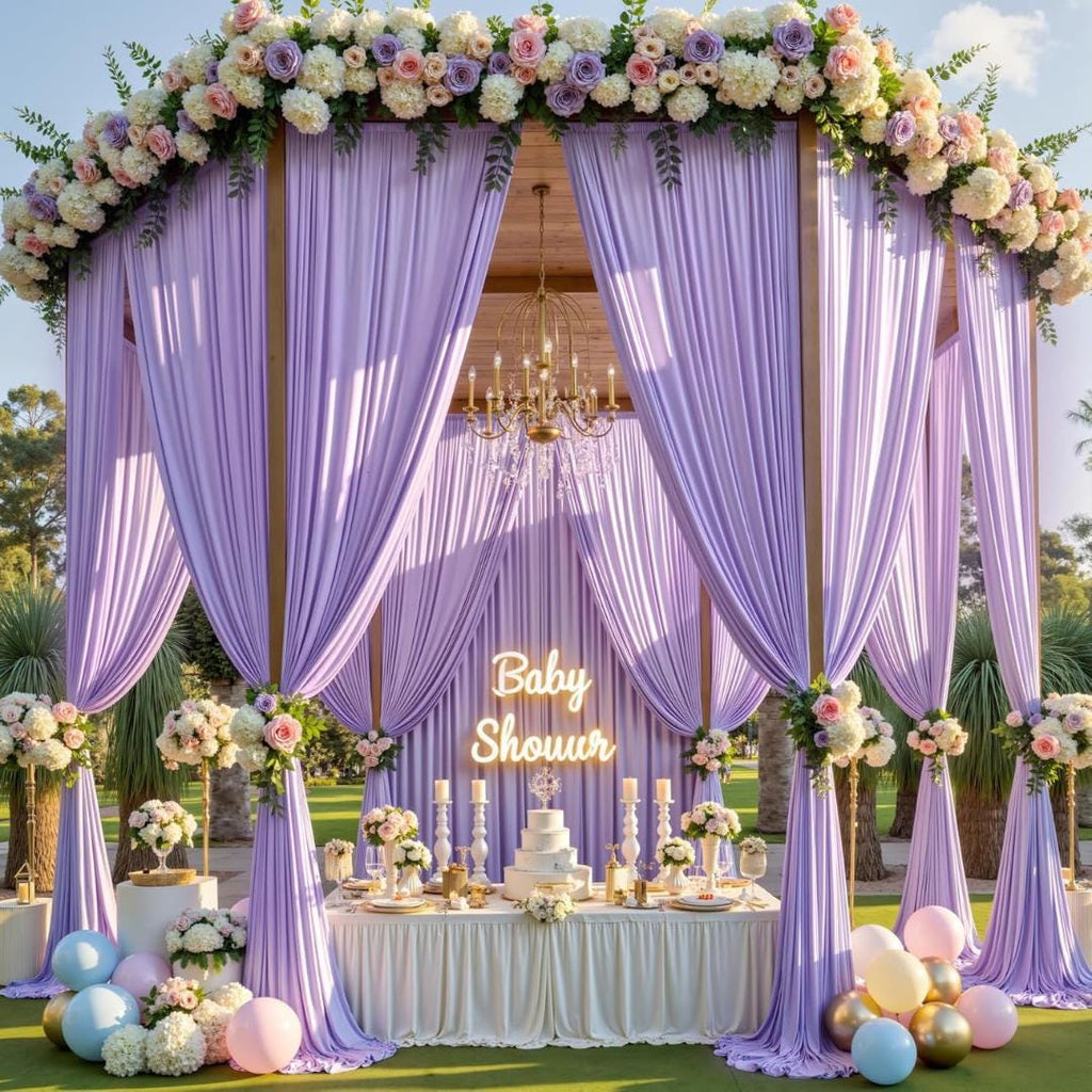 10Ft x 12Ft - LILAC - Wrinkle Free Backdrop Curtains for Parties  2 Panels 5x12ft Interlock Backdrop for Weddings Birthday Party Curtains