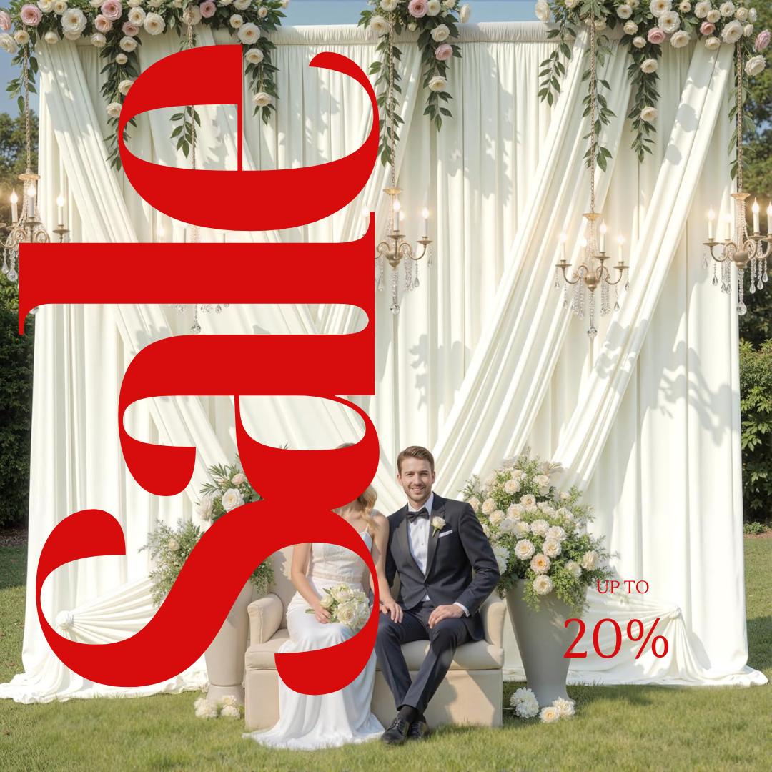 2 Panels - IVORY - 5Ft x 16Ft Wrinkle Free Backdrop Curtains for Parties  - Silky Interlock Backdrop for Weddings Birthday Party Curtains