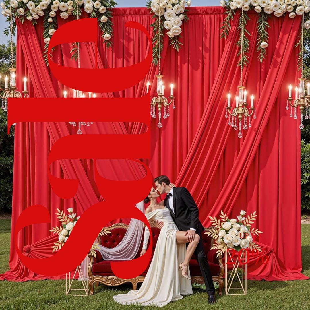 2 Panels - RED - 5Ft x 16Ft Wrinkle Free Backdrop Curtains for Parties  - Silky Interlock Backdrop for Weddings Birthday Party Curtains