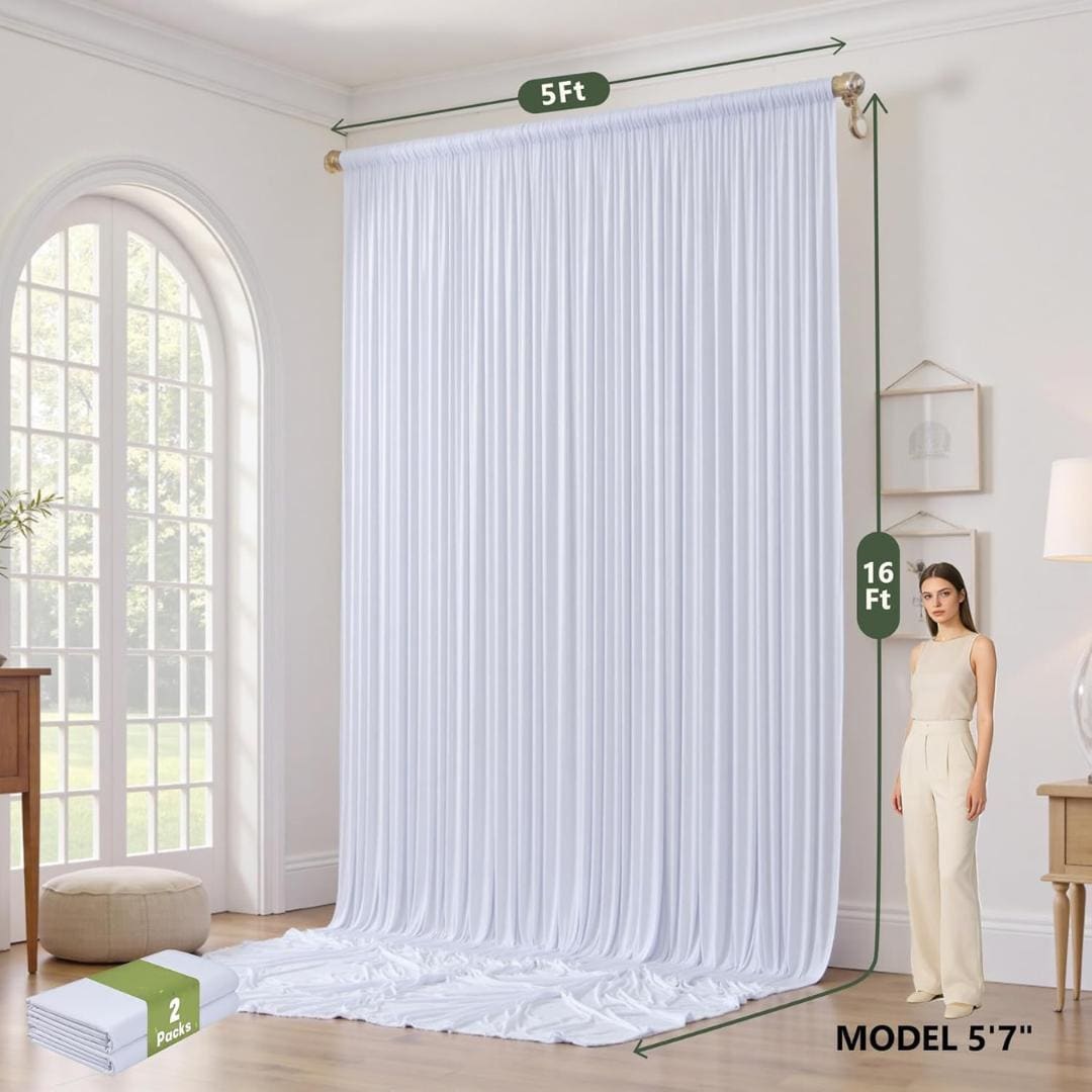 2 Panels - LILAC - 5Ft x 16Ft Wrinkle Free Backdrop Curtains for Parties  - Silky Interlock Backdrop for Weddings Birthday Party Curtains