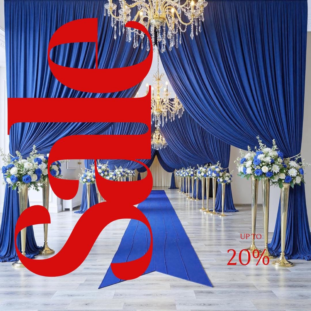 2 Panels - ROYAL - 5Ft x 16Ft Wrinkle Free Backdrop Curtains for Parties  - Silky Interlock Backdrop for Weddings Birthday Party Curtains