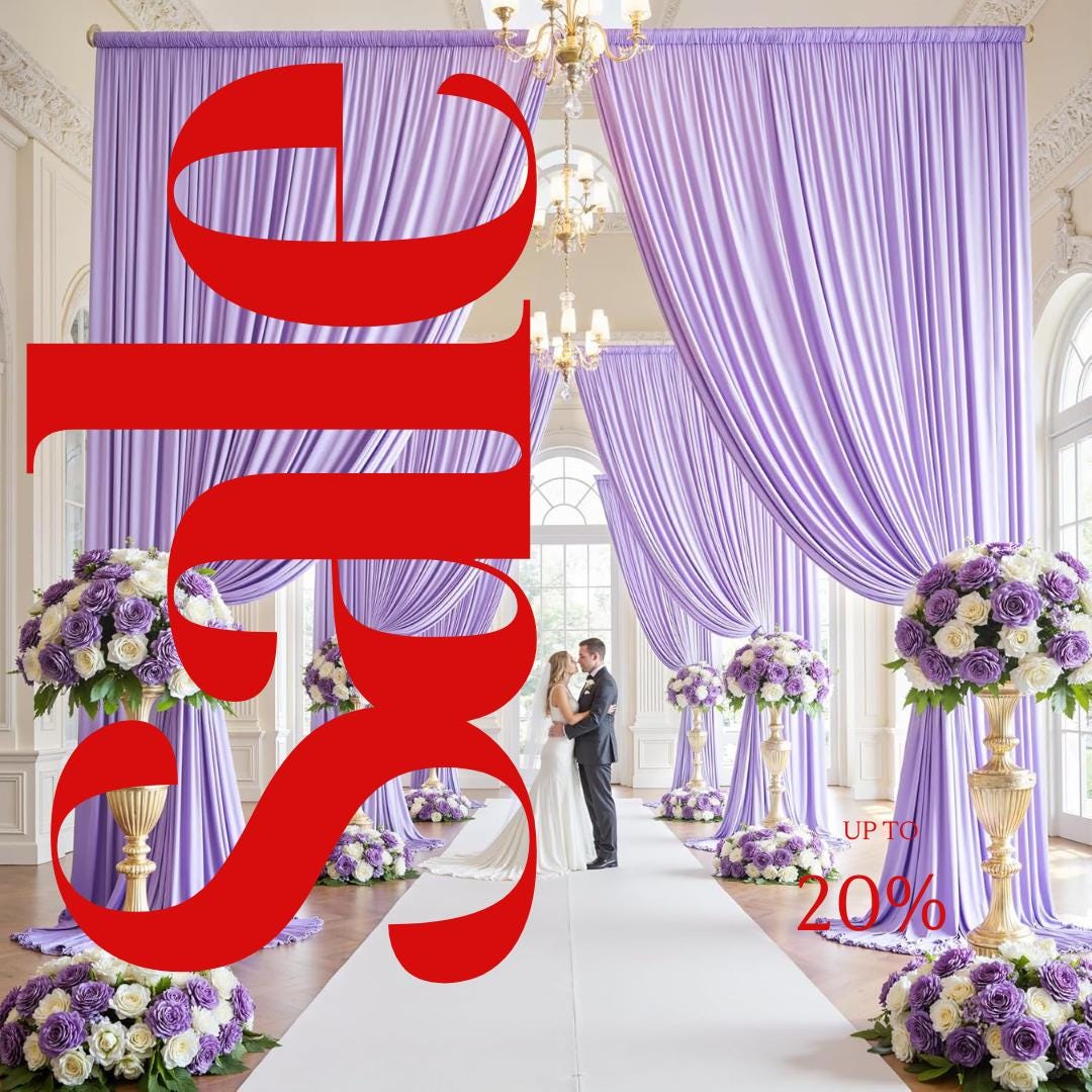 2 Panels - LILAC - 5Ft x 16Ft Wrinkle Free Backdrop Curtains for Parties  - Silky Interlock Backdrop for Weddings Birthday Party Curtains