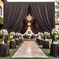 2 Panels - BROWN - 5Ft x 16Ft Wrinkle Free Backdrop Curtains for Parties  - Silky Interlock Backdrop for Weddings Birthday Party Curtains