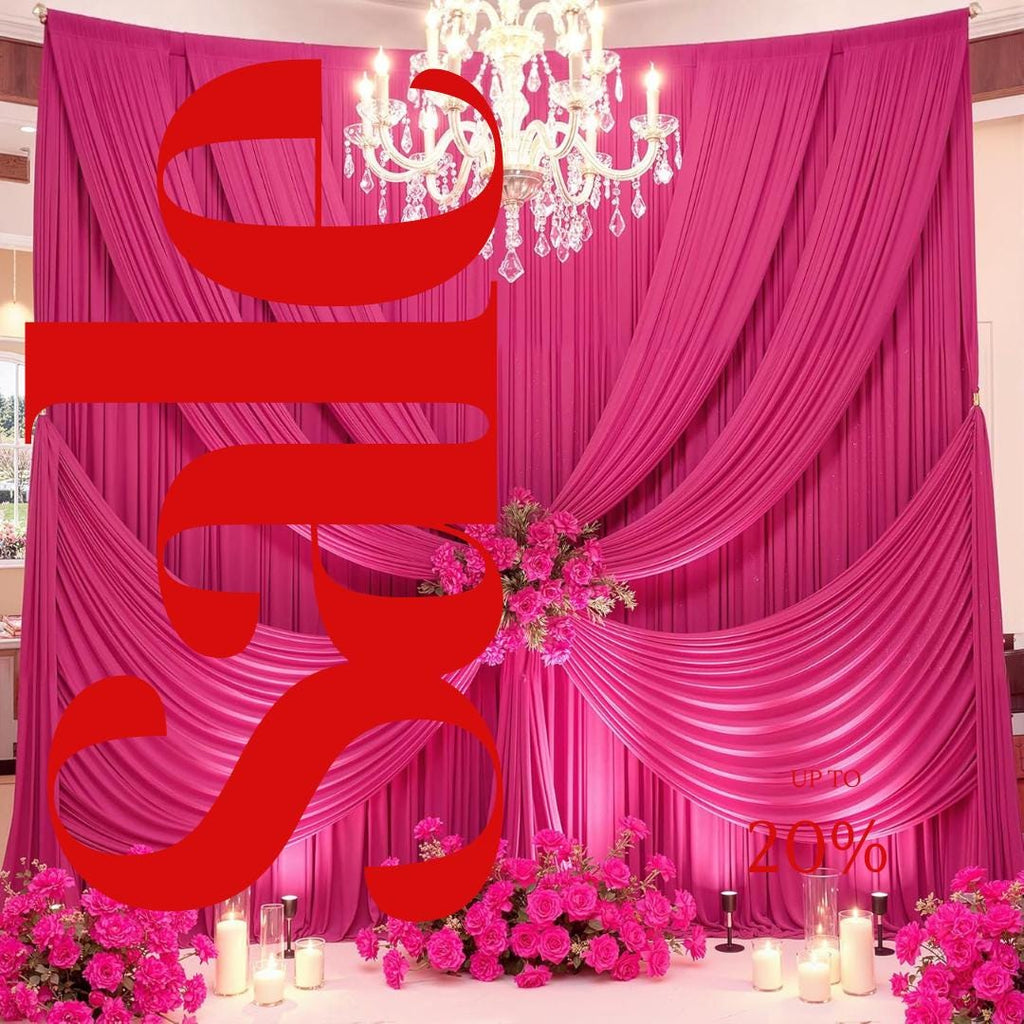 2 Panels - FUCHSIA - 5Ft x 16Ft Wrinkle Free Backdrop Curtains for Parties  - Silky Interlock Backdrop for Weddings Birthday Party Curtains