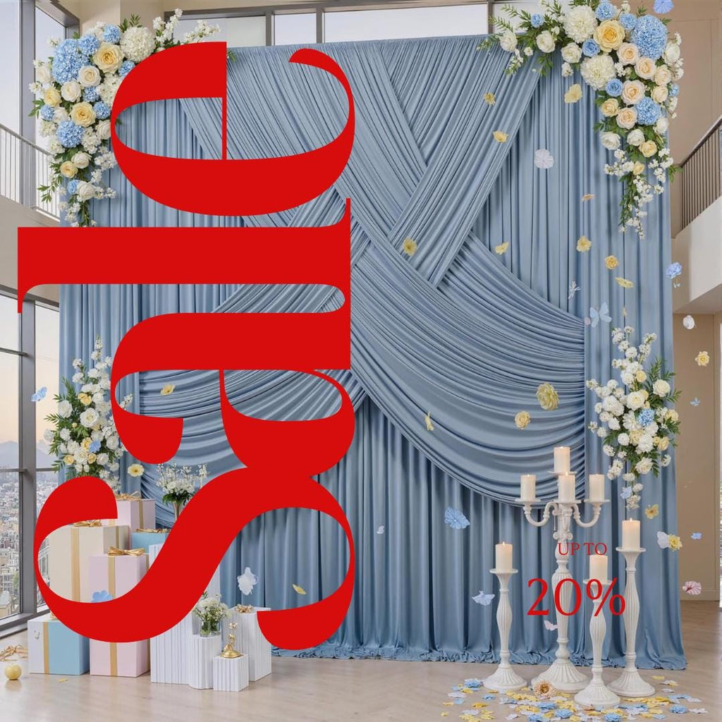 2 Panels - DUSTY BLUE - 5Ft x 16Ft Wrinkle Free Backdrop Curtains for Parties Silky Interlock Backdrop for Weddings Birthday Party Curtains
