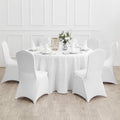 WHITE - 120" Round Polyester Poplin Washable Tablecloth, Stain Wrinkle Resistant Table Cover - Fabric Table Cloth Dinning, Kitchen, Party