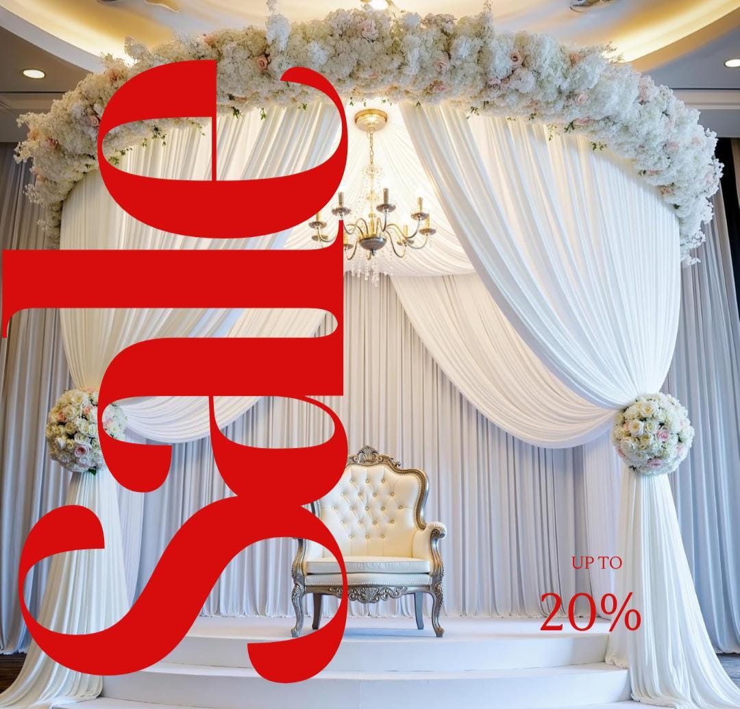 WHITE - Wrinkle Free Backdrop Curtains for Parties  - 10 Panels 5x12ft Silky Interlock Backdrop for Weddings Birthday Party Curtains