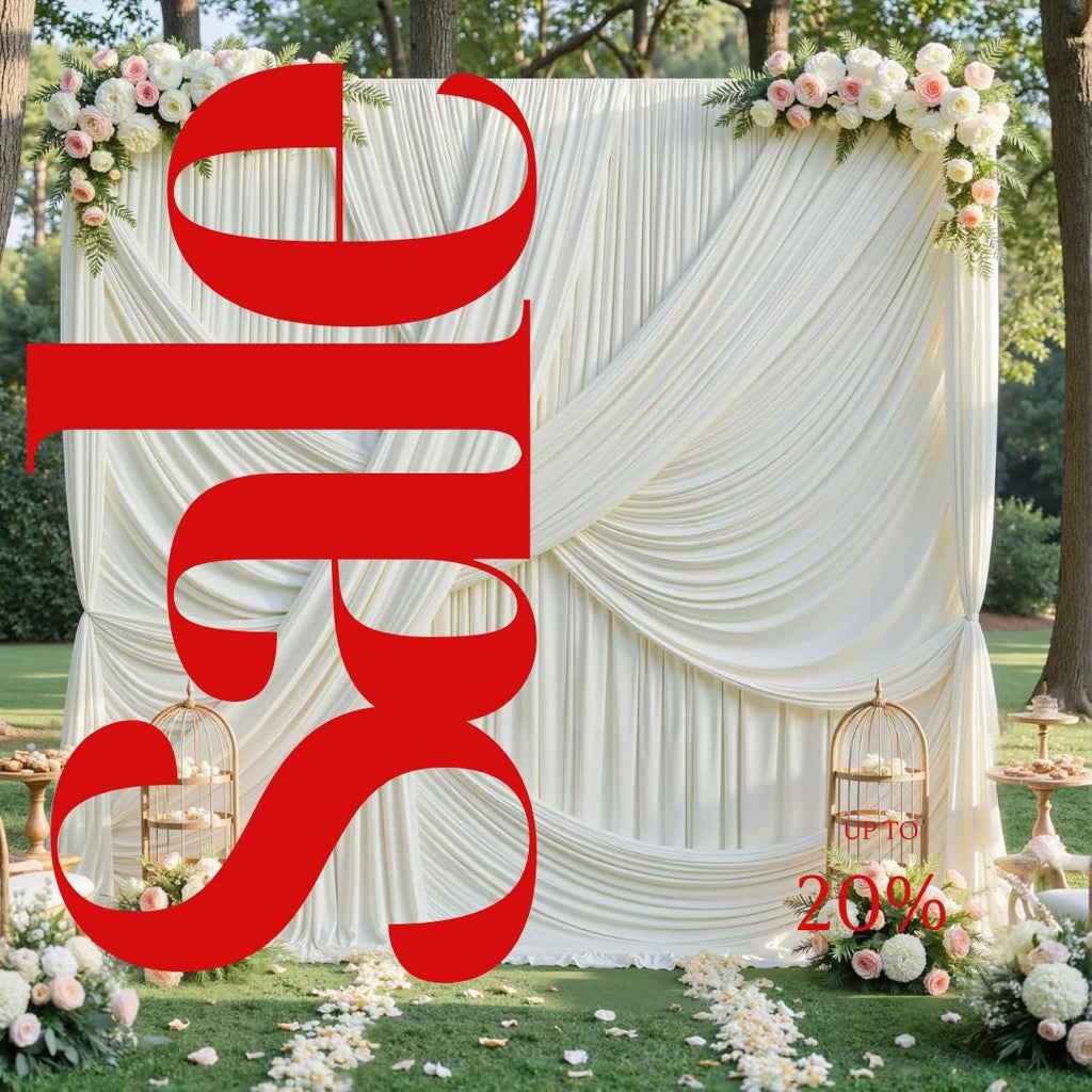 10Ft x 12Ft - IVORY - Wrinkle Free Backdrop Curtains for Parties  - 2 Panels 5x12ft Interlock Backdrop for Weddings Birthday Party Curtains