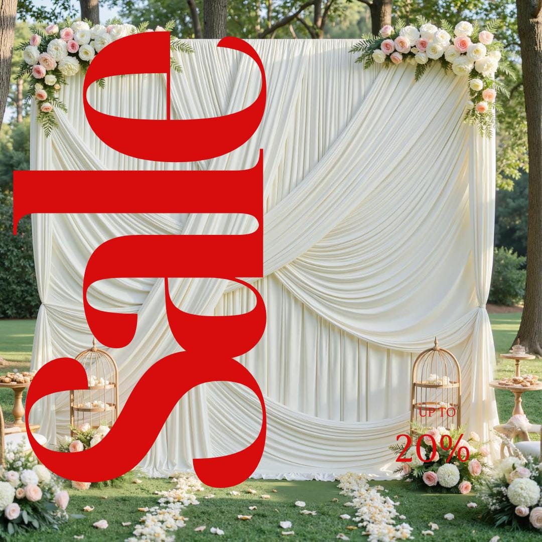 10Ft x 12Ft - IVORY - Wrinkle Free Backdrop Curtains for Parties  - 2 Panels 5x12ft Interlock Backdrop for Weddings Birthday Party Curtains