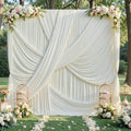 10Ft x 12Ft - IVORY - Wrinkle Free Backdrop Curtains for Parties  - 2 Panels 5x12ft Interlock Backdrop for Weddings Birthday Party Curtains