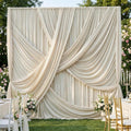 10Ft x 12Ft - CREAM - Wrinkle Free Backdrop Curtains for Parties  - 2 Panels 5x12ft Interlock Backdrop for Weddings Birthday Party Curtains