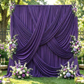 10Ft x 12Ft - PURPLE - Wrinkle Free Backdrop Curtains for Parties  - 2 Panels 5x12ft Interlock Backdrop for Weddings Birthday Party Curtains