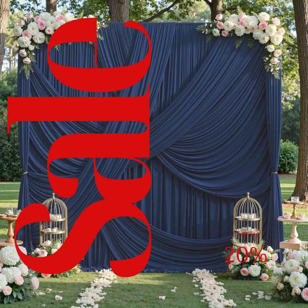 10Ft x 12Ft - NAVY - Wrinkle Free Backdrop Curtains for Parties  2 Panels 5x12ft Interlock Backdrop for Weddings Birthday Party Curtains