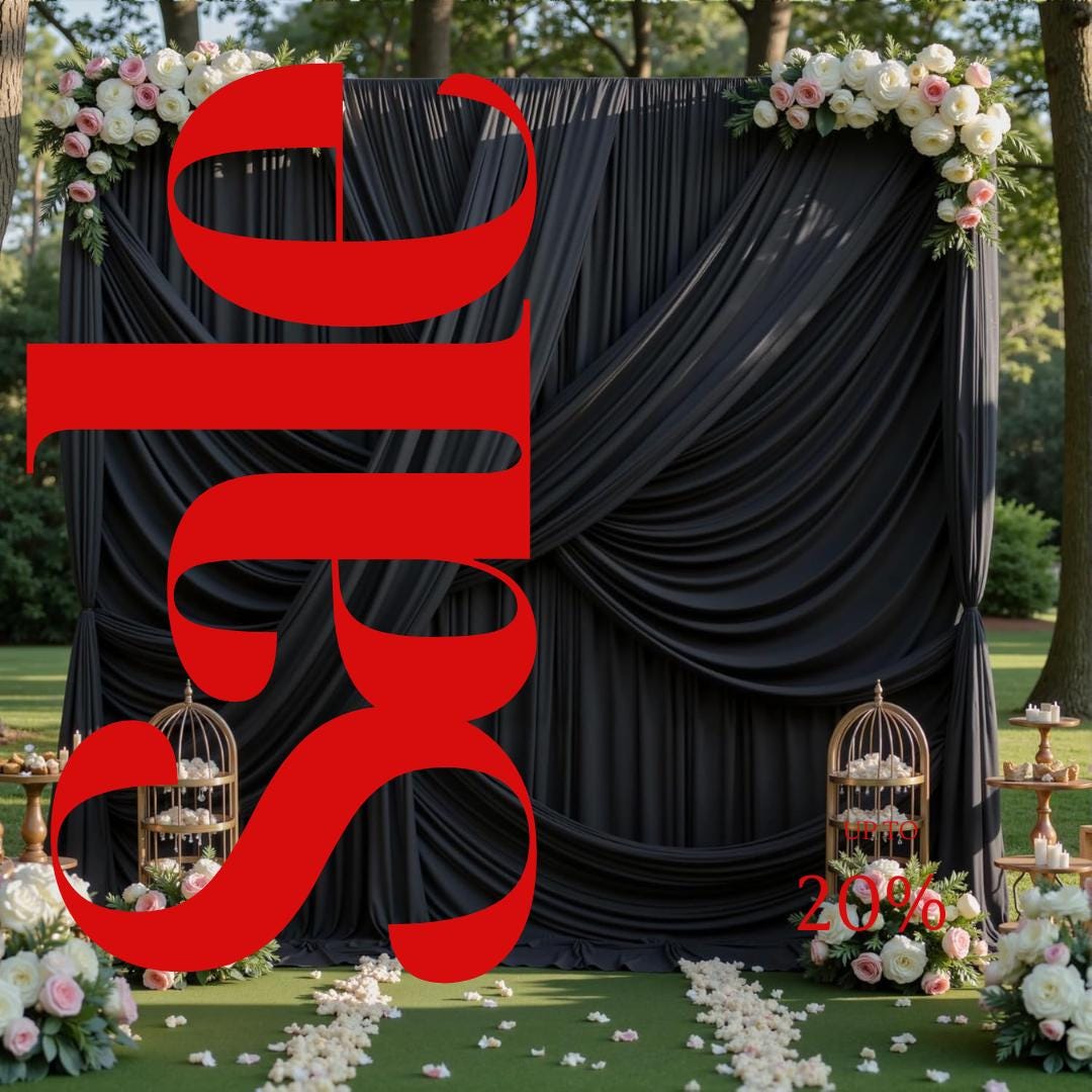 10Ft x 12Ft - BLACK - Wrinkle Free Backdrop Curtains for Parties  2 Panels 5x12ft Interlock Backdrop for Weddings Birthday Party Curtains