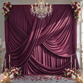 10Ft x 12Ft - BURGUNDY - Wrinkle Free Backdrop Curtains for Parties  2 Panels 5x12ft Interlock Backdrop for Weddings Birthday Party Curtains
