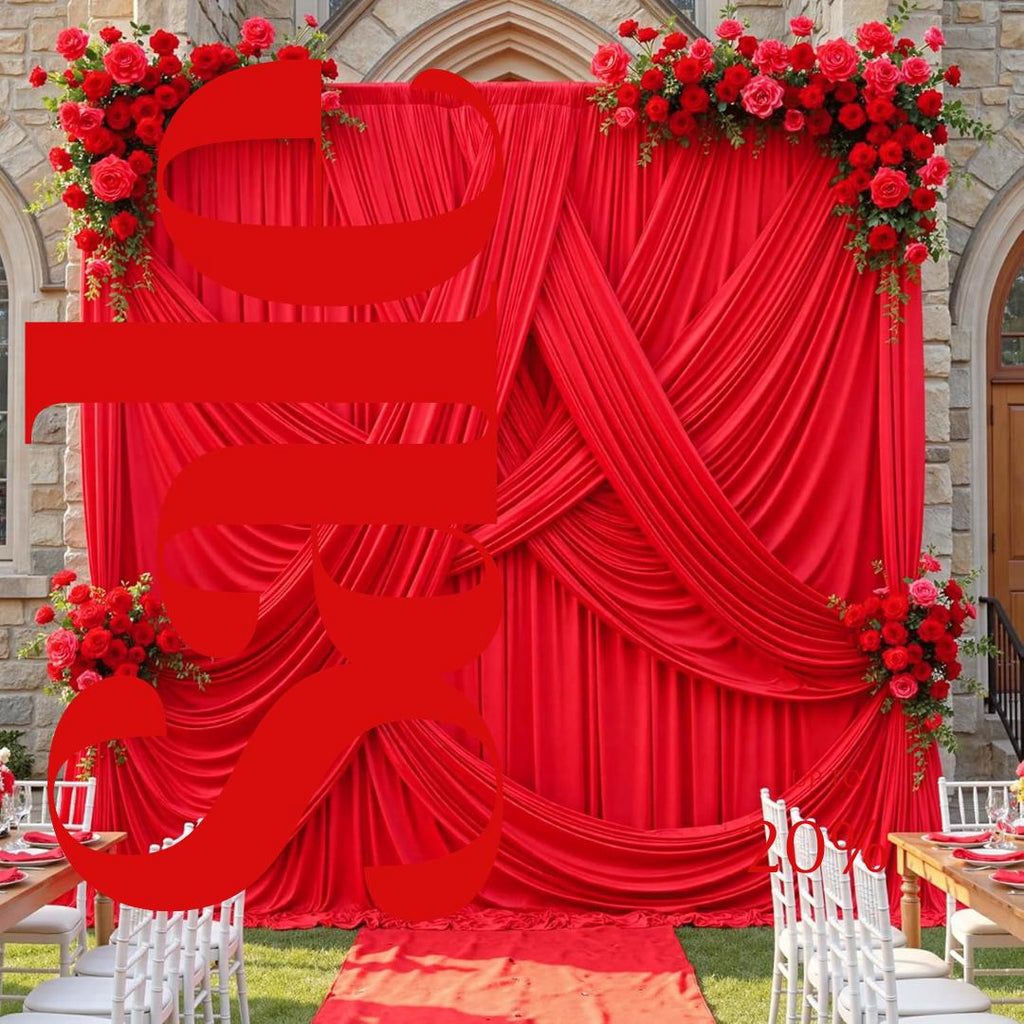 10Ft x 12Ft - RED - Wrinkle Free Backdrop Curtains for Parties  2 Panels 5x12ft Interlock Backdrop for Weddings Birthday Party Curtains
