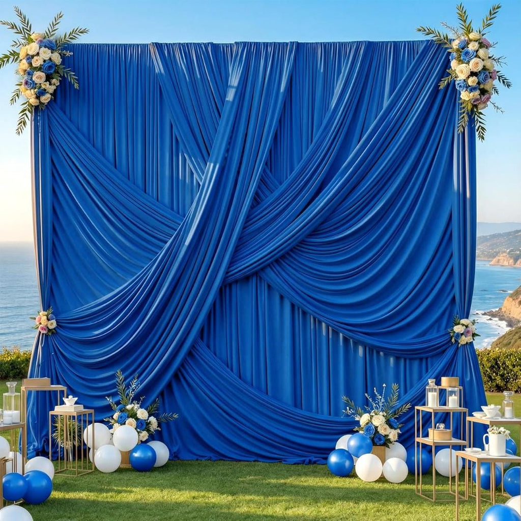 10Ft x 12Ft - ROYAL - Wrinkle Free Backdrop Curtains for Parties  2 Panels 5x12ft Interlock Backdrop for Weddings Birthday Party Curtains