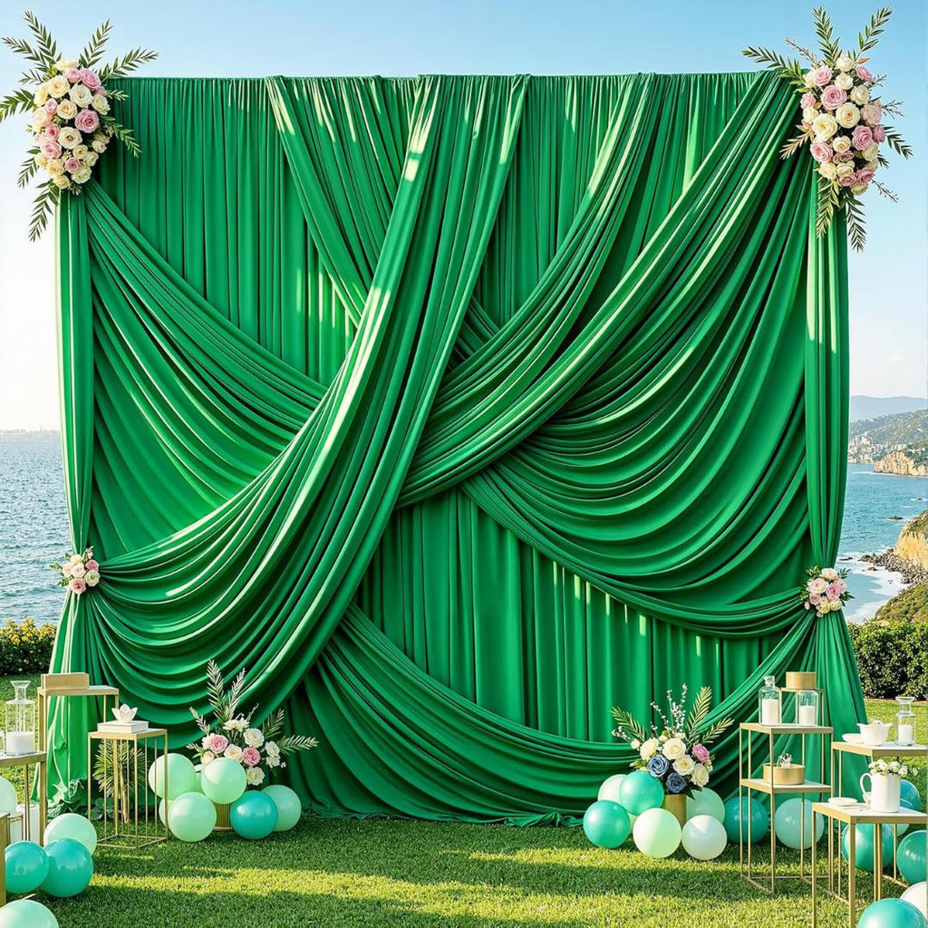 10Ft x 12Ft - KELLY - Wrinkle Free Backdrop Curtains for Parties  2 Panels 5x12ft Interlock Backdrop for Weddings Birthday Party Curtains