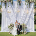 2 Panels - WHITE - 5Ft x 16Ft Wrinkle Free Backdrop Curtains for Parties  - Silky Interlock Backdrop for Weddings Birthday Party Curtains