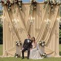 2 Panels - CHAMPAGNE - 5Ft x 16Ft Wrinkle Free Backdrop Curtains for Parties  Silky Interlock Backdrop for Weddings Birthday Party Curtains