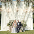 2 Panels - IVORY - 5Ft x 16Ft Wrinkle Free Backdrop Curtains for Parties  - Silky Interlock Backdrop for Weddings Birthday Party Curtains