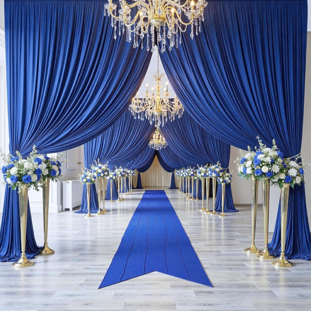 2 Panels - ROYAL - 5Ft x 16Ft Wrinkle Free Backdrop Curtains for Parties  - Silky Interlock Backdrop for Weddings Birthday Party Curtains