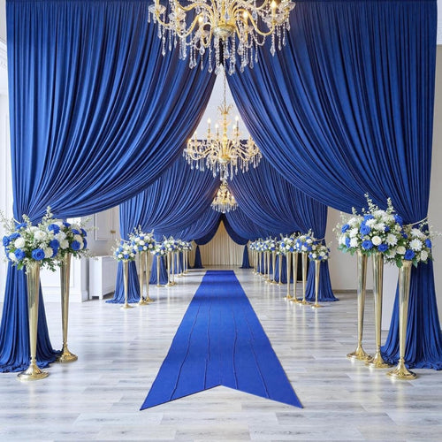 2 Panels - ROYAL - 5Ft x 16Ft Wrinkle Free Backdrop Curtains for Parties  - Silky Interlock Backdrop for Weddings Birthday Party Curtains
