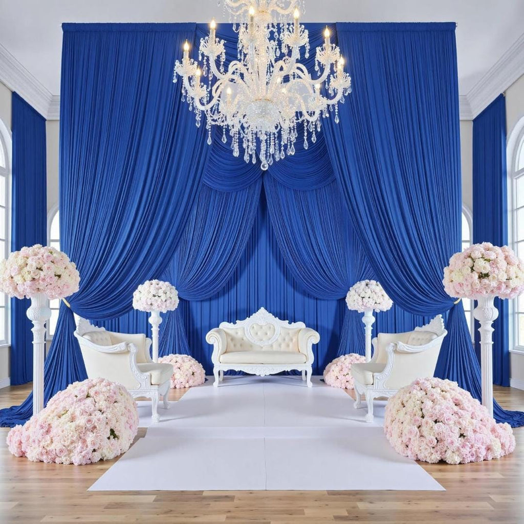 2 Panels - ROYAL - 5Ft x 16Ft Wrinkle Free Backdrop Curtains for Parties  - Silky Interlock Backdrop for Weddings Birthday Party Curtains