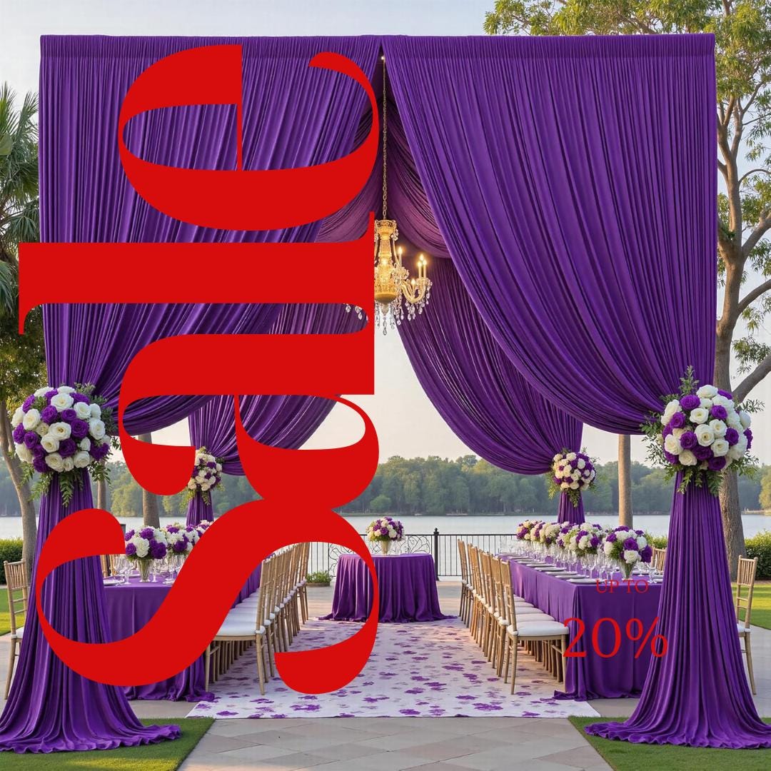 2 Panels - PURPLE - 5Ft x 16Ft Wrinkle Free Backdrop Curtains for Parties  - Silky Interlock Backdrop for Weddings Birthday Party Curtains