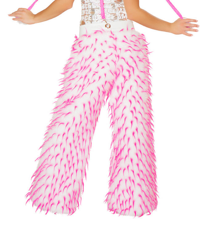 BLUE - LIME - On Fuchsia 3 Tone Spiked Shaggy Long Pile Fabric / Sold by The Yard - For Blankets Fashion Clothing Coats